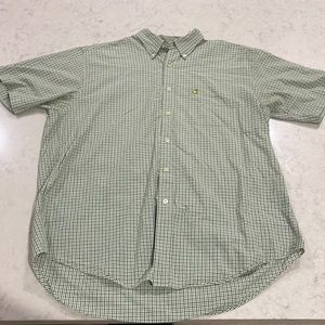 August national golf shop S/L button up shirt XL green/white with yellow logo